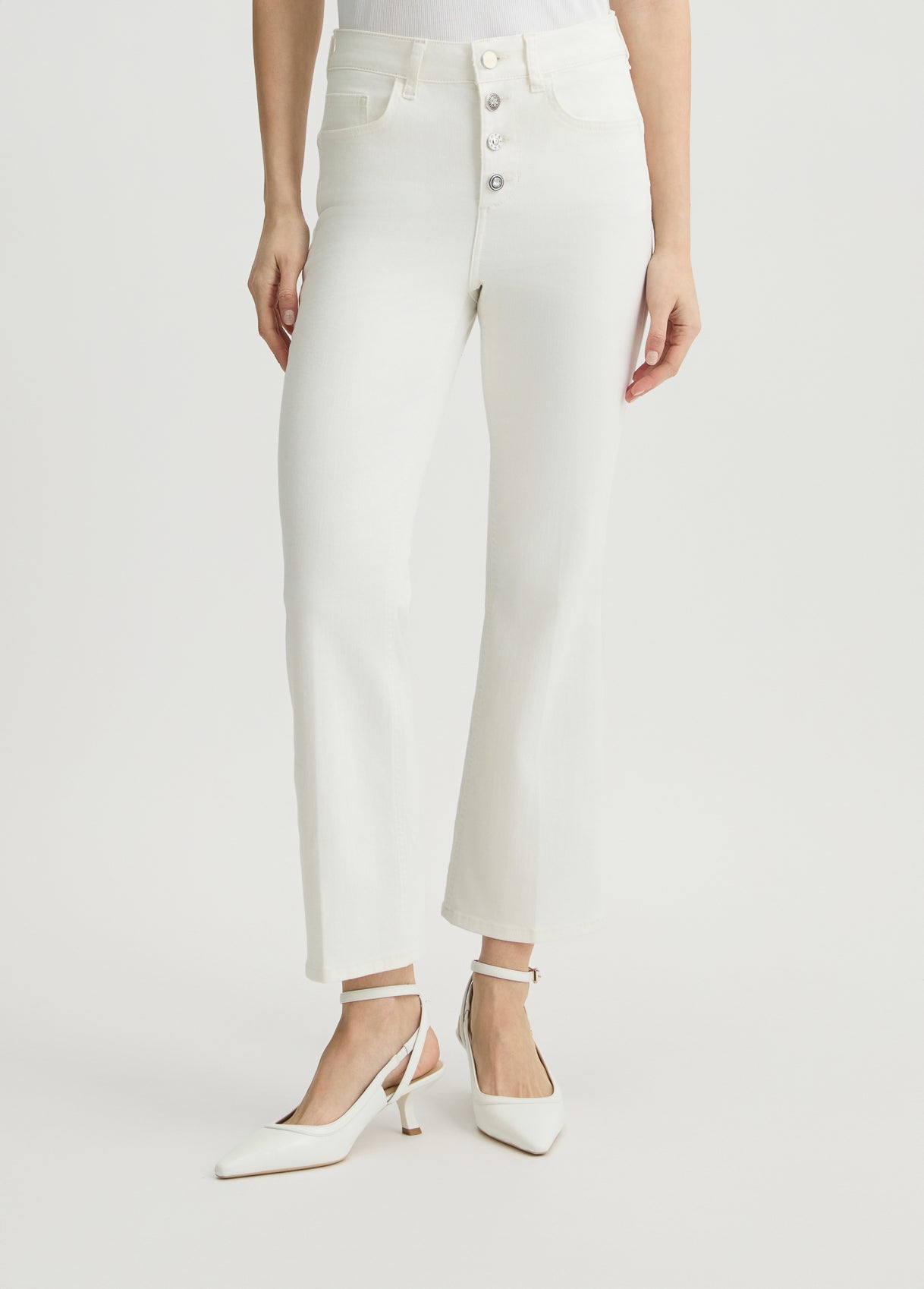 JEANS LIU JO PE25 - Pantaloni bootcut bianchi a vita alta - UA5040