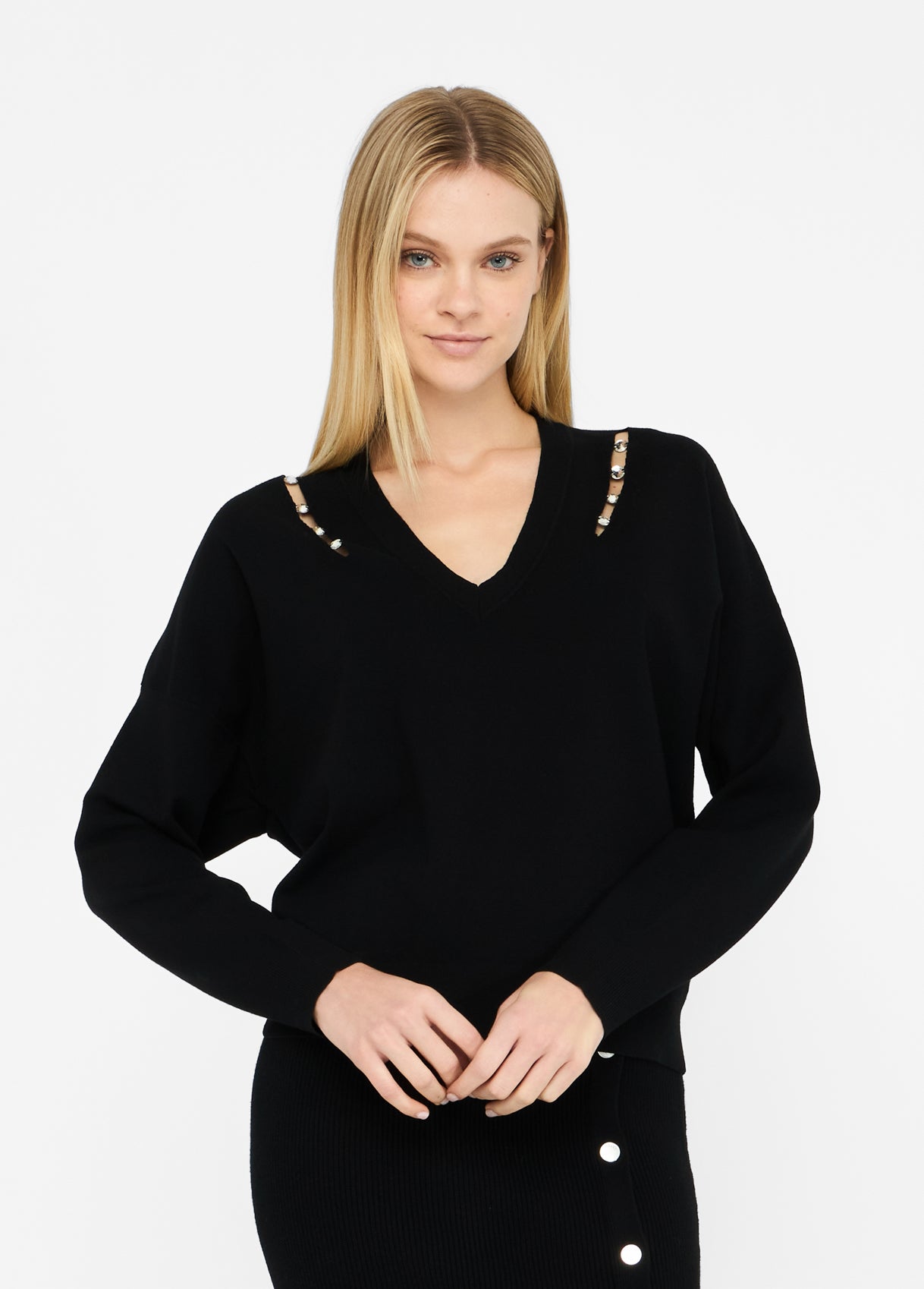 MAGLIERIA LIU JO AI26 - Maglia con castoni gioiello - MF5037