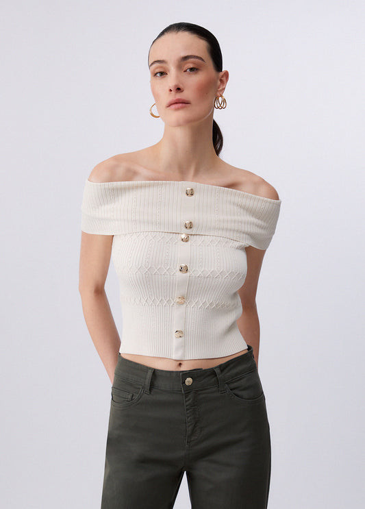 MAGLIA LIU JO PE26 - Top bardot in maglia - CA6217