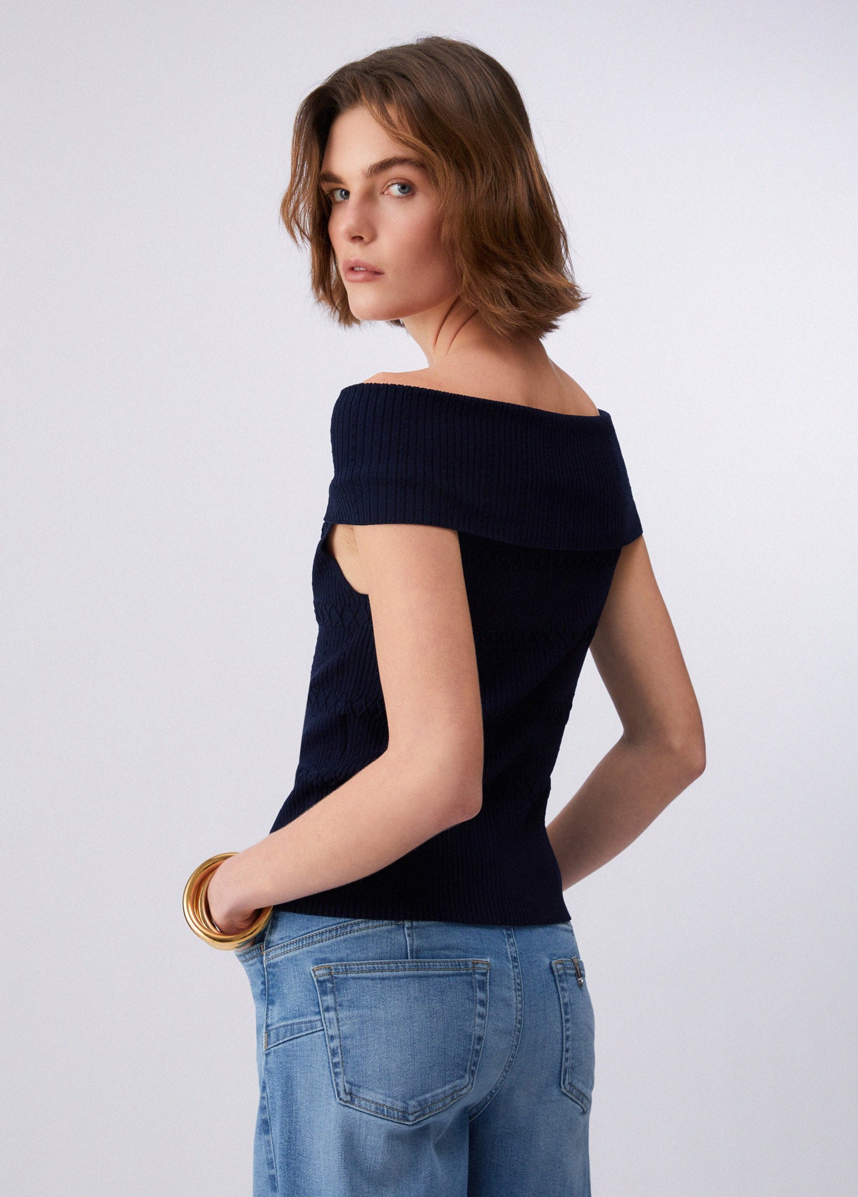 MAGLIA LIU JO PE26 - Top bardot in maglia - CA6217