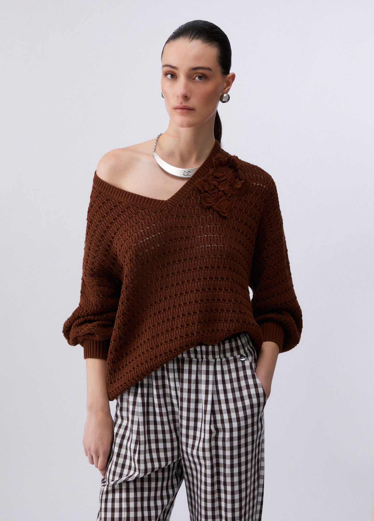 MAGLIA LIU JO PE26 - Maglia con ricamo traforata - CA6304