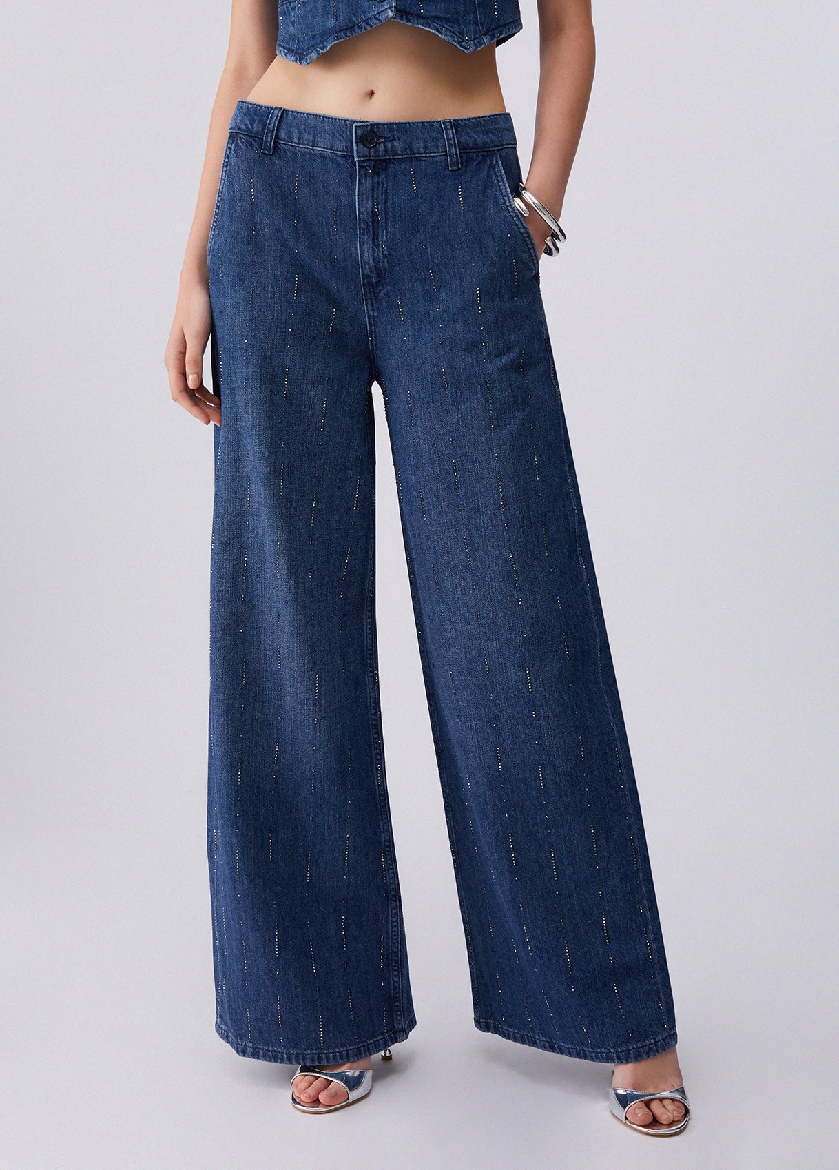 JEANS LIU JO PE26 - Jeans flare con strass - UA6108