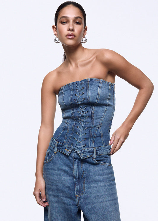 LIU JO FEAT LIU JO PE26 - Top bustier in denim - UA6506