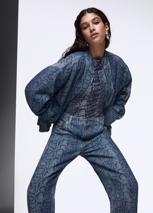 Giacche e Blazer LIU JO IA26 - Bomber in denim pitonato - UF6509D039779154