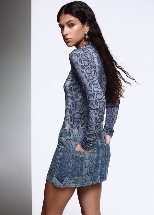 Top Liu Jo AI26 - Crop-top effetto denim pitonato - UF6515J1624L9681