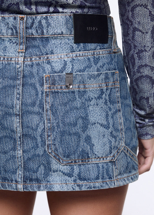 Gonne LIU LO AI26 - Minigonna in denim pitonato - UF6518D039779154