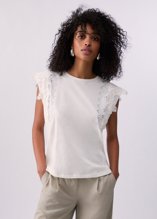 T-shirt e Top LIU JO PE26 - T-shirt con dettagli macramè - WA6311