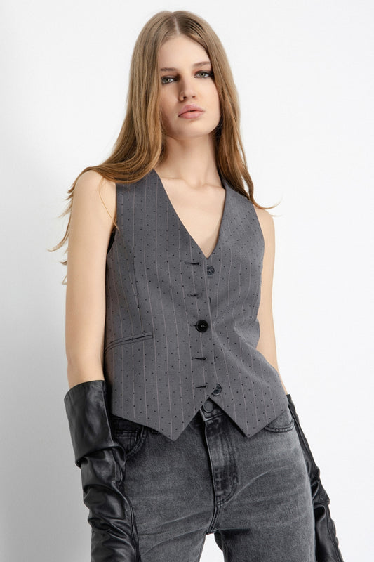 GIACCA GAELLE  PARIS AI26 -  Gilet Gessato Monopetto Slim Fit  - GAABW06742