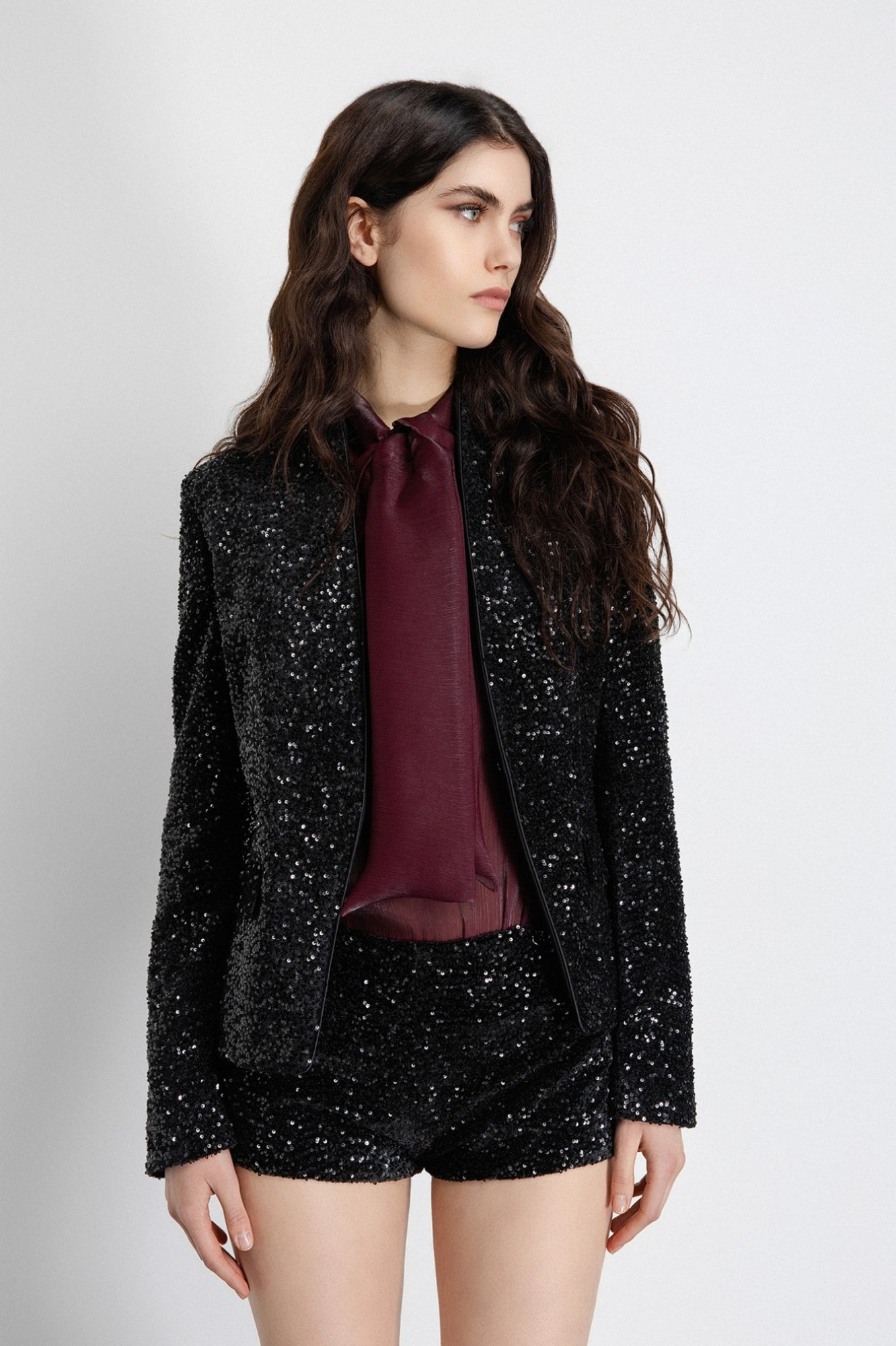 GIACCA GAELLE  PARIS AI26 -   Giacca Fittata Senza Revers In Tessuto Paillettes - GAABW08025