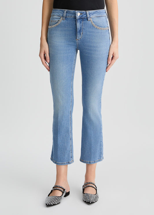JEANS LIU JO PE25 - Jeans bootcut con strass - UA5022