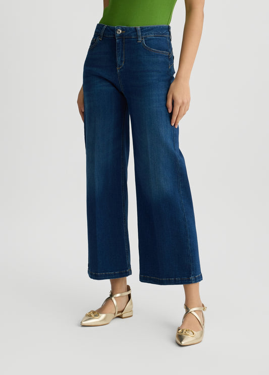 JEANS LIU JO PE25 - Jeans cropped blu scuro - UA5060