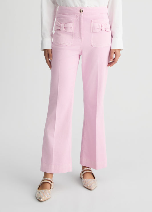 JEANS LIU JO PE25 - Pantaloni flare cropped in cotone -  CA5377