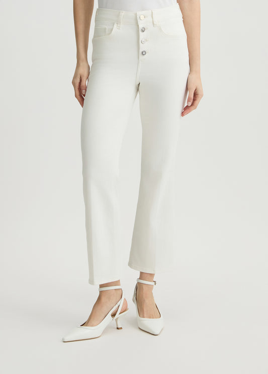 JEANS LIU JO PE25 - Pantaloni bootcut bianchi a vita alta - UA5040