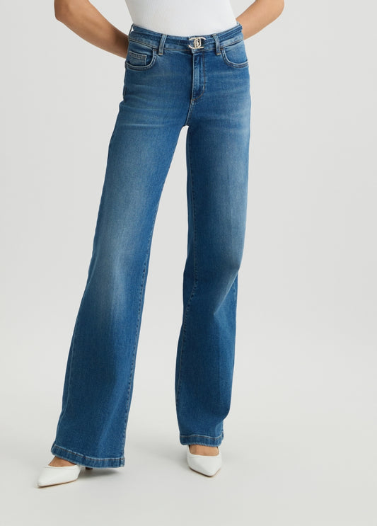 JEANS LIU JO PE25 - Jeans flare con cintura - UA5279