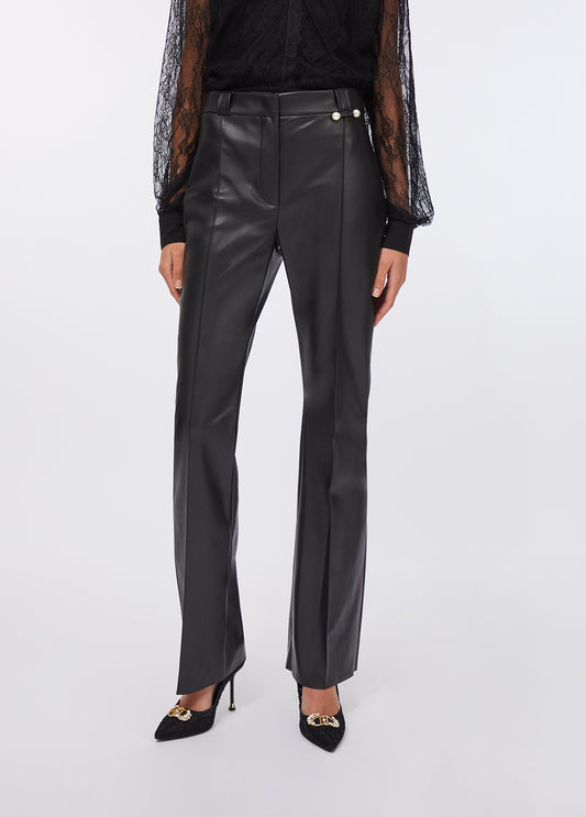 PANTALONI LIU JO AI26 - Pantaloni flare in tessuto spalmato - CF5016