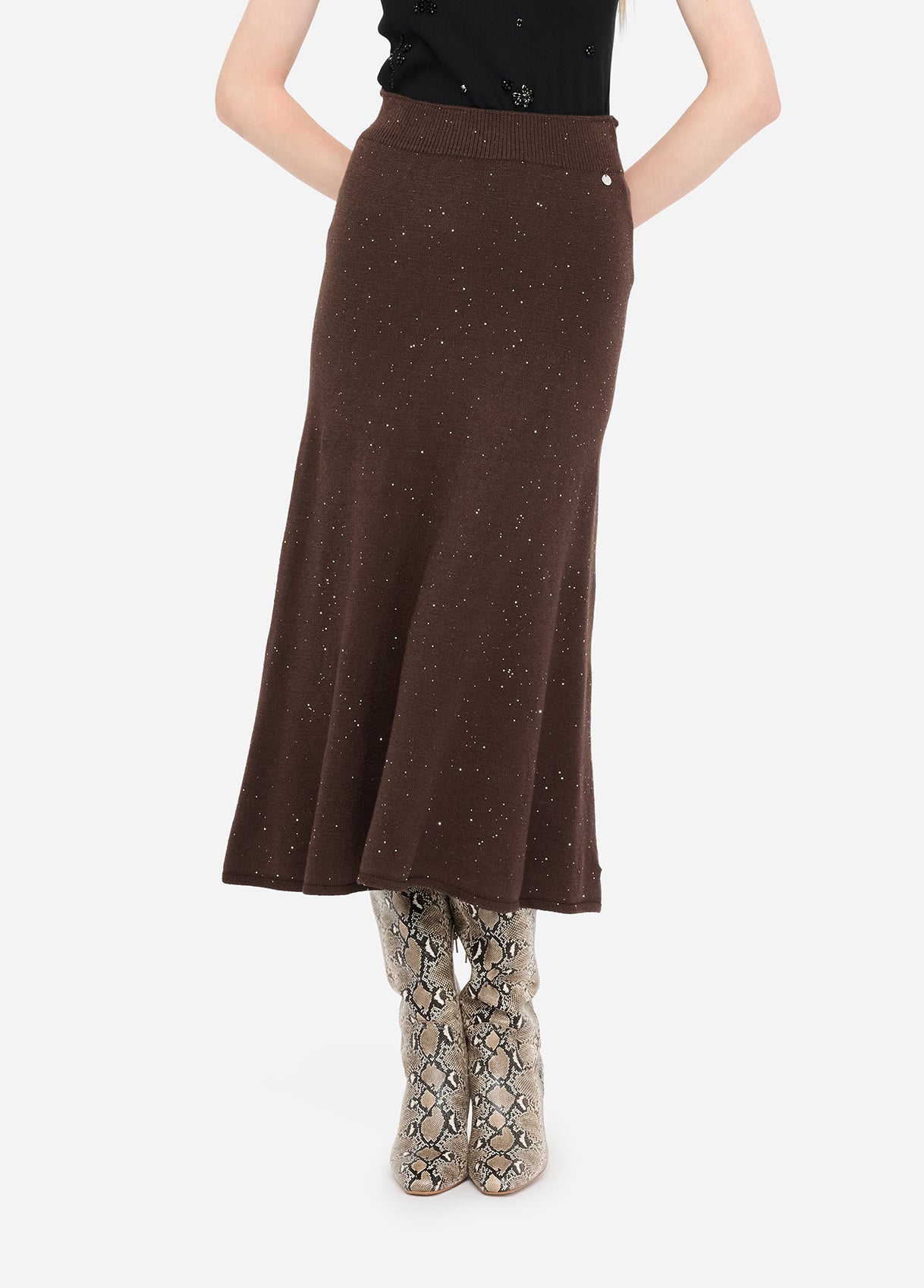 GONNA LIU JO AI26 - Gonna midi in maglia con paillettes - MF5295