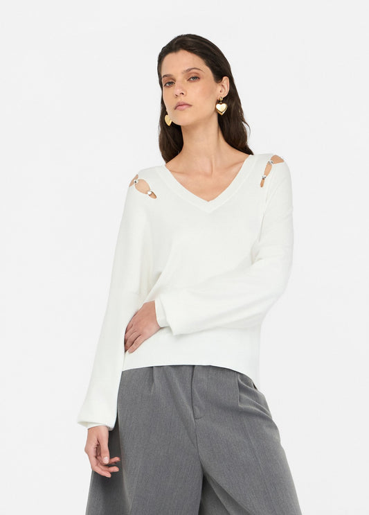 MAGLIERIA LIU JO AI26 - Maglia con castoni gioiello - MF5037