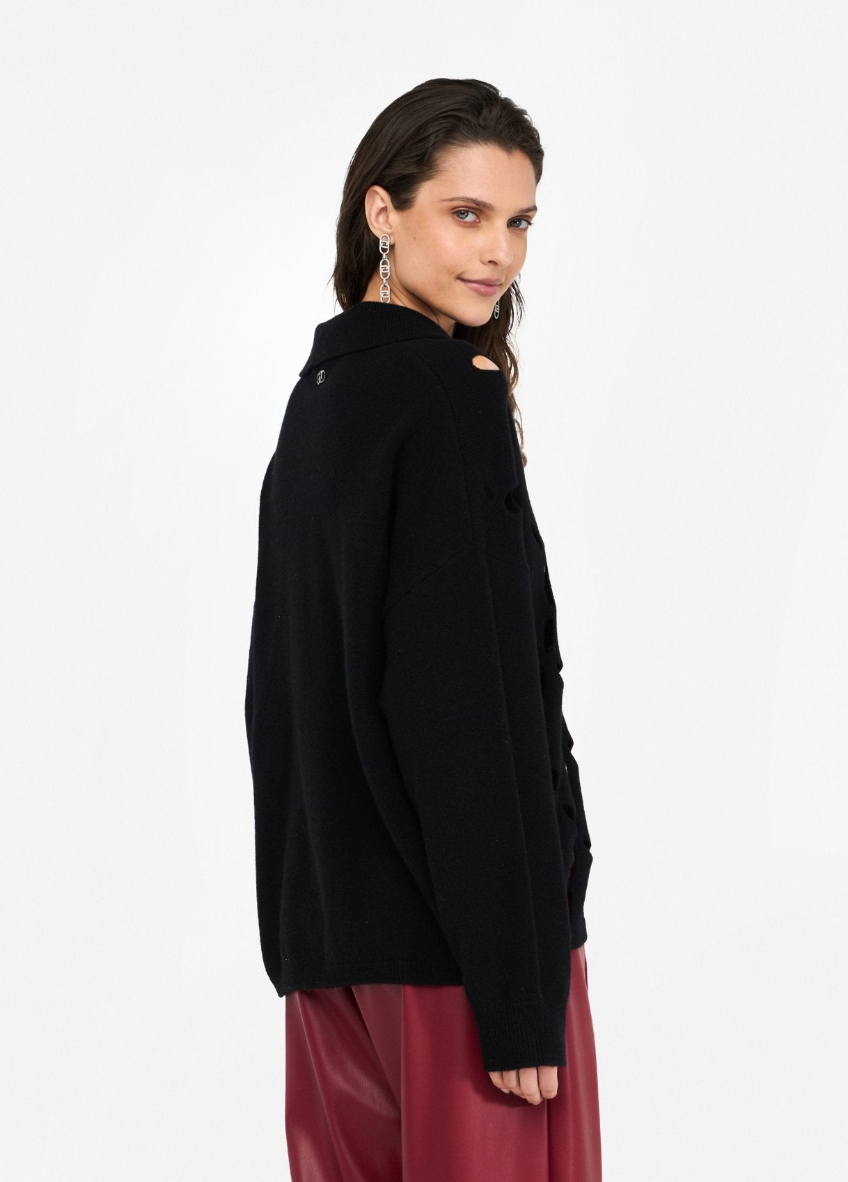 MAGLIERIA LIU JO AI26 - Maglia 100% lana con ricami gioiello - MF5038