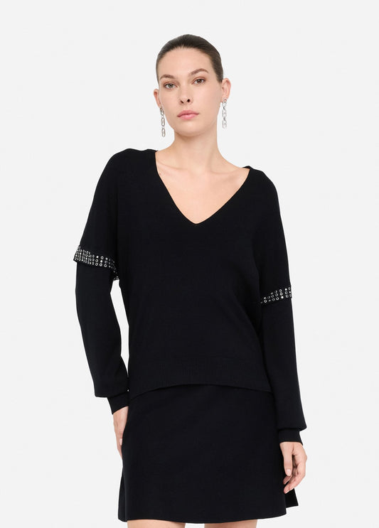 MAGLIERIA LIU JO AI26 - Maglia con applicazioni gioiello - MF5182