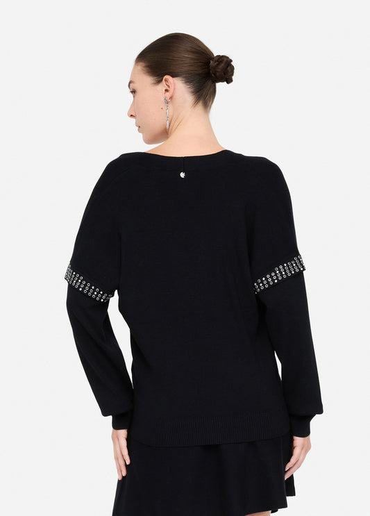 MAGLIERIA LIU JO AI26 - Maglia con applicazioni gioiello - MF5182