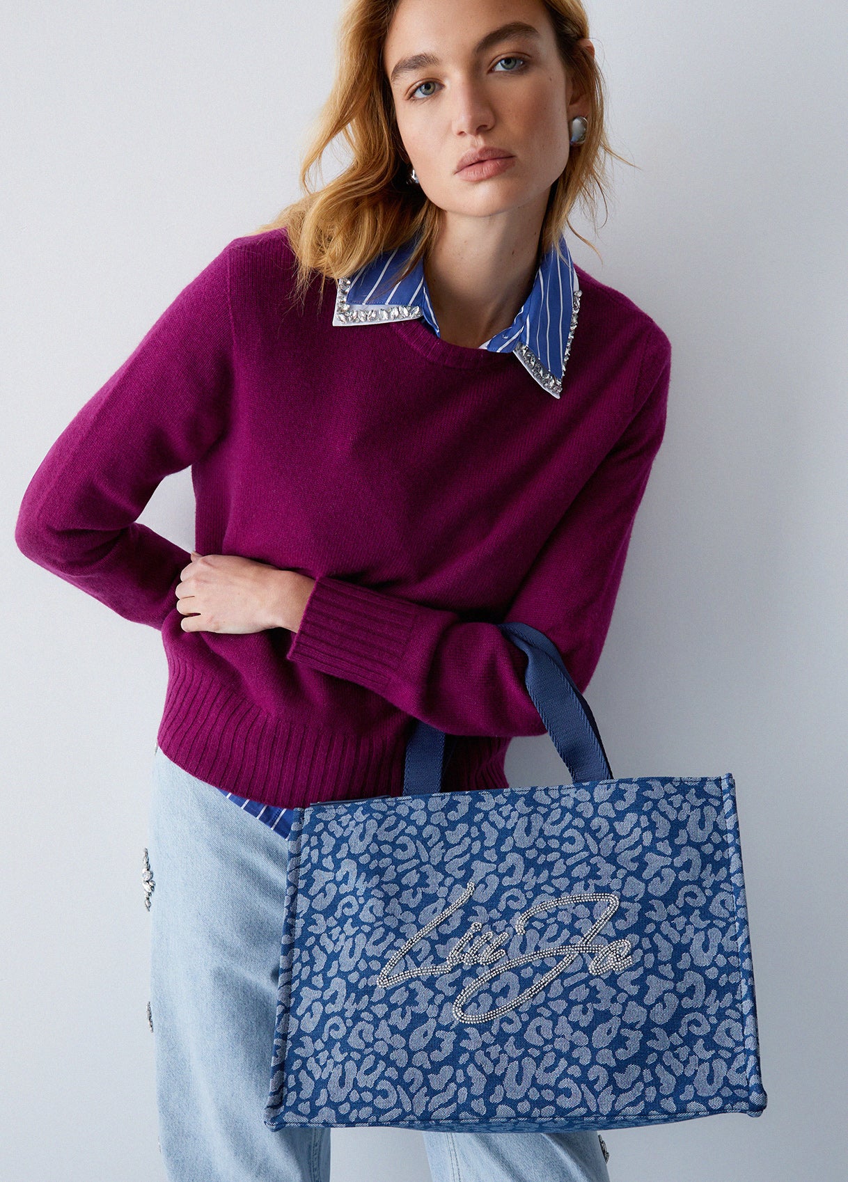 Borse LIU JO PE26 - Tote bag grande in denim animalier - 2A6026