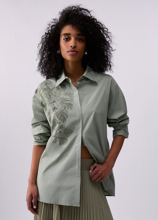 CAMICIA LIU JO PE26 - Camicia oversize con ricamo -  CA6287