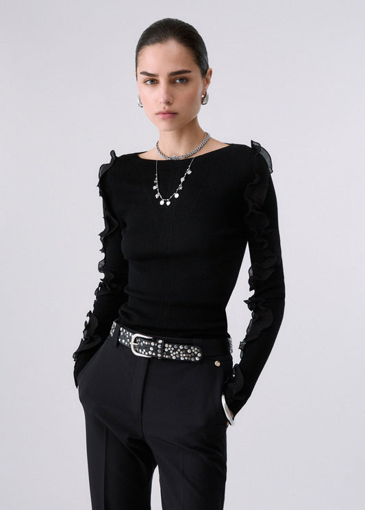 Maglieria LIU JO AI26 - Maglia in lana con rouches - CF6042MA82O22222