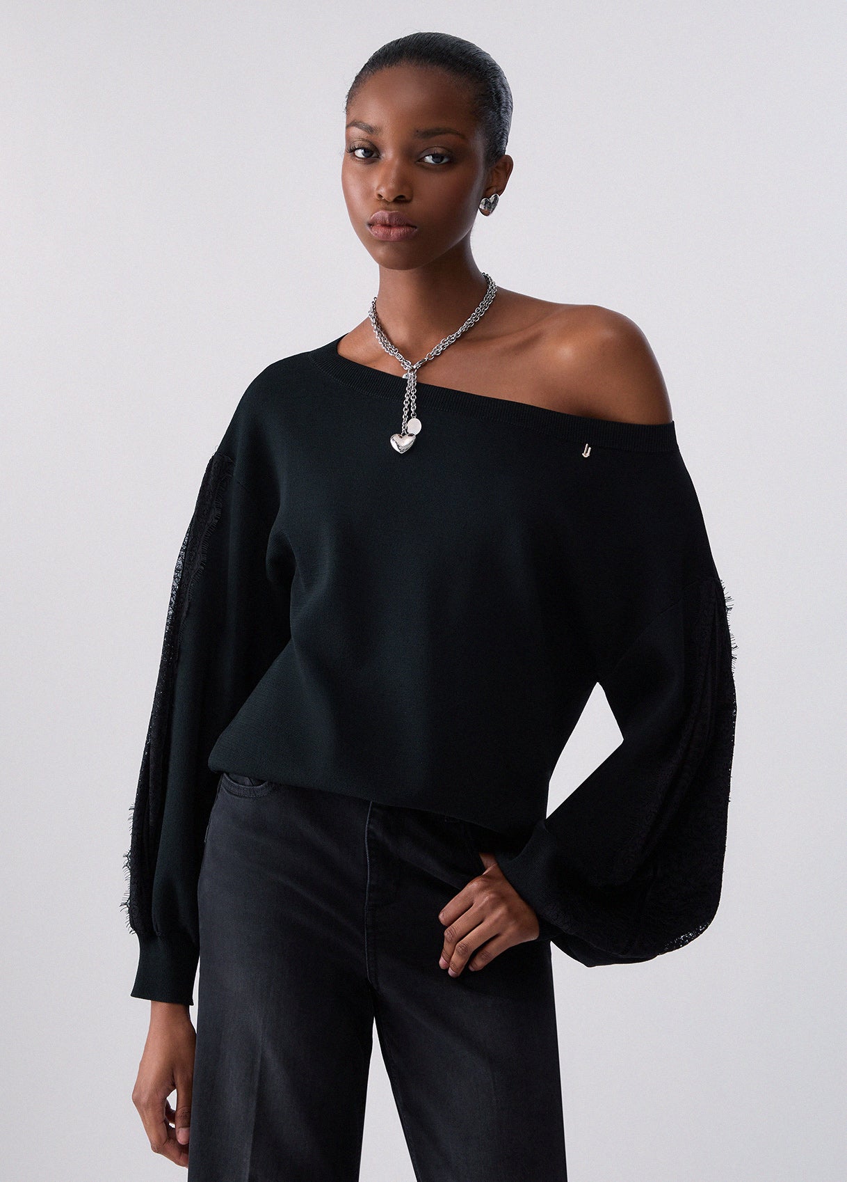 Maglieria LIU JO AI26 - Maglia con inserti in pizzo - CF6264MS55N22222