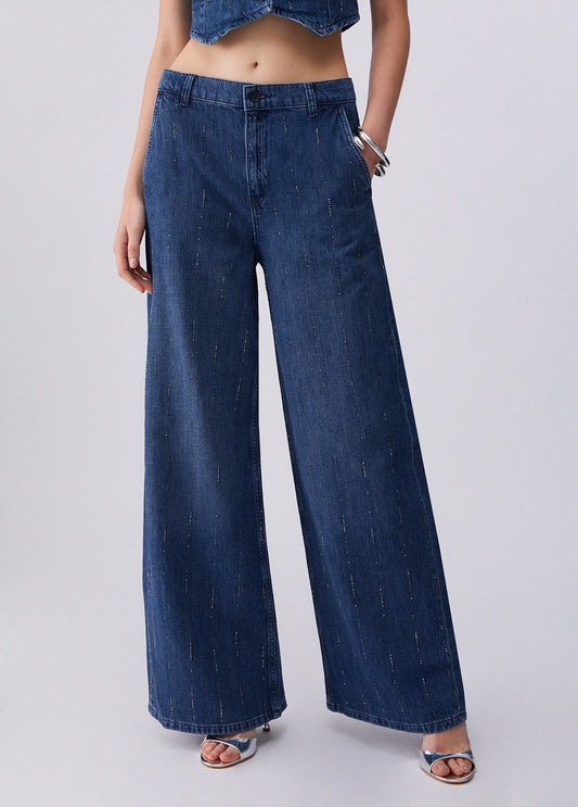 JEANS LIU JO PE26 - Jeans flare con strass - UA6108
