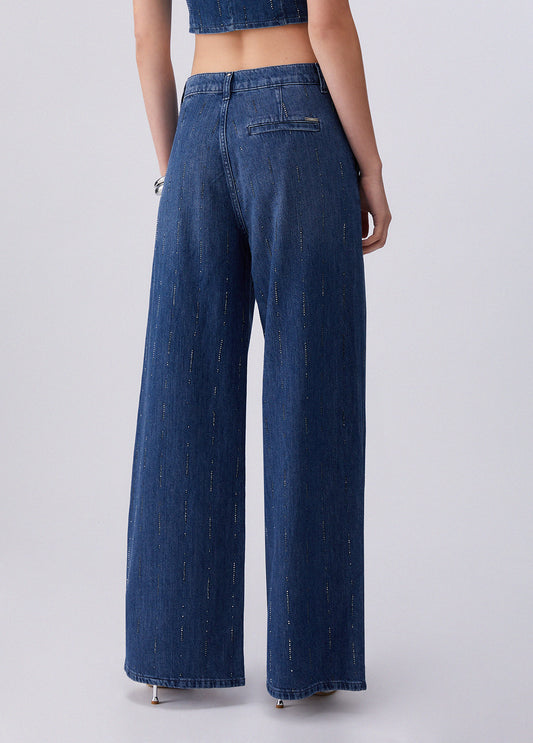 JEANS LIU JO PE26 - Jeans flare con strass - UA6108