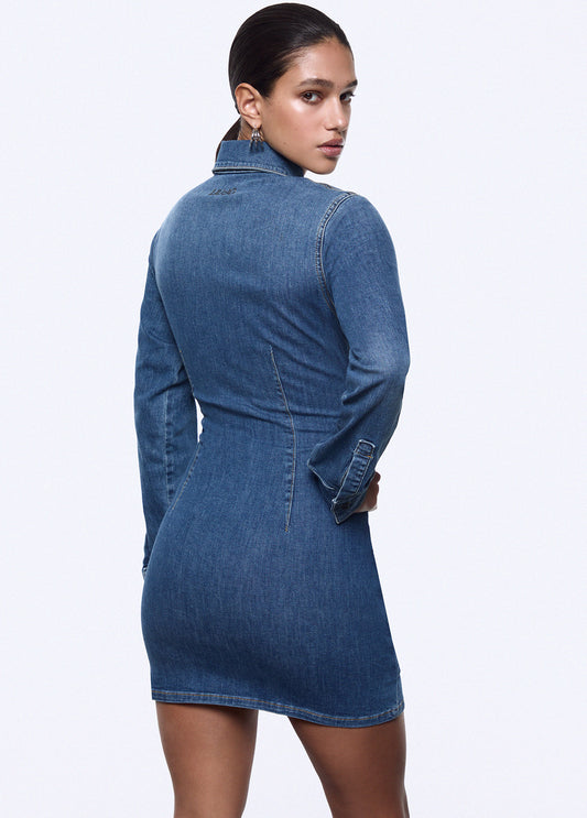 LIU JO FEAT LIU JO PE26 - Abito corto in denim con stringhe -   UA6508