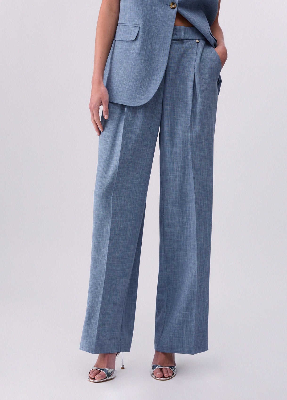 PANTALONI LIU JO PE26 - Pantaloni palazzo in tessuto mélange - WA6167
