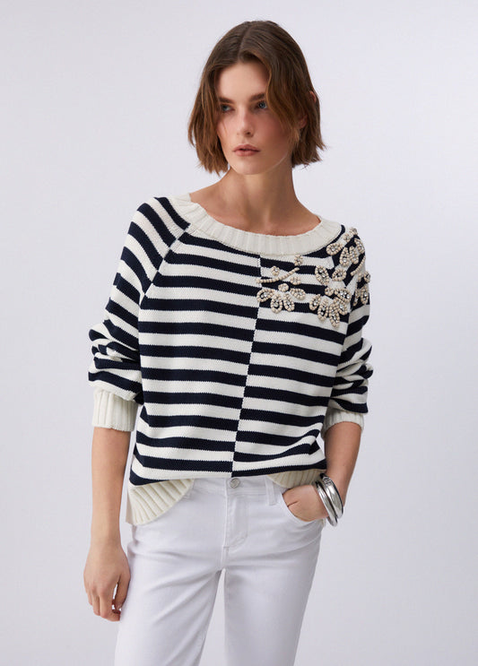 MAGLIA LIU JO PE26 - Maglia con ricami gioiello - WA6219