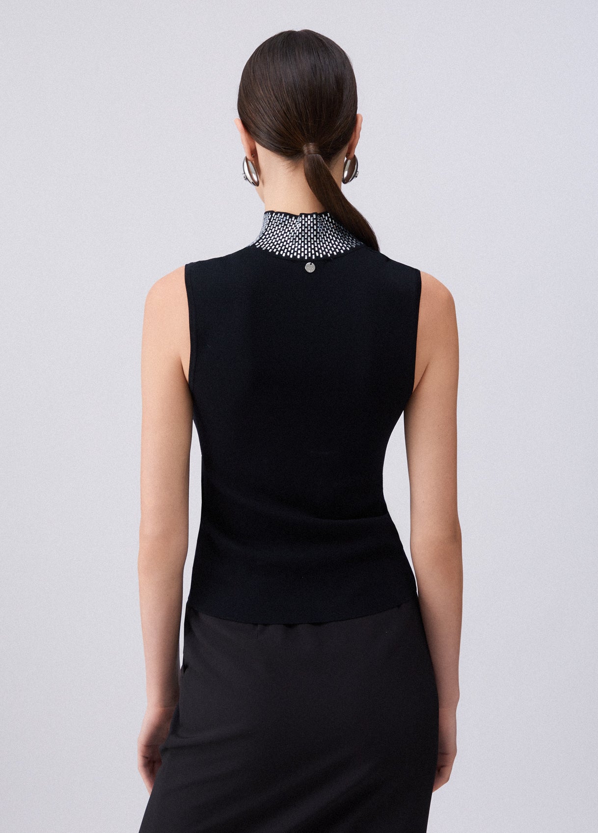 MAGLIA LIU JO PE26 - Top in maglia con strass - WA6221
