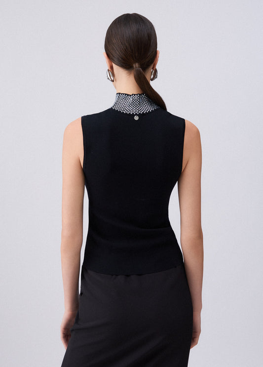 MAGLIA LIU JO PE26 - Top in maglia con strass - WA6221