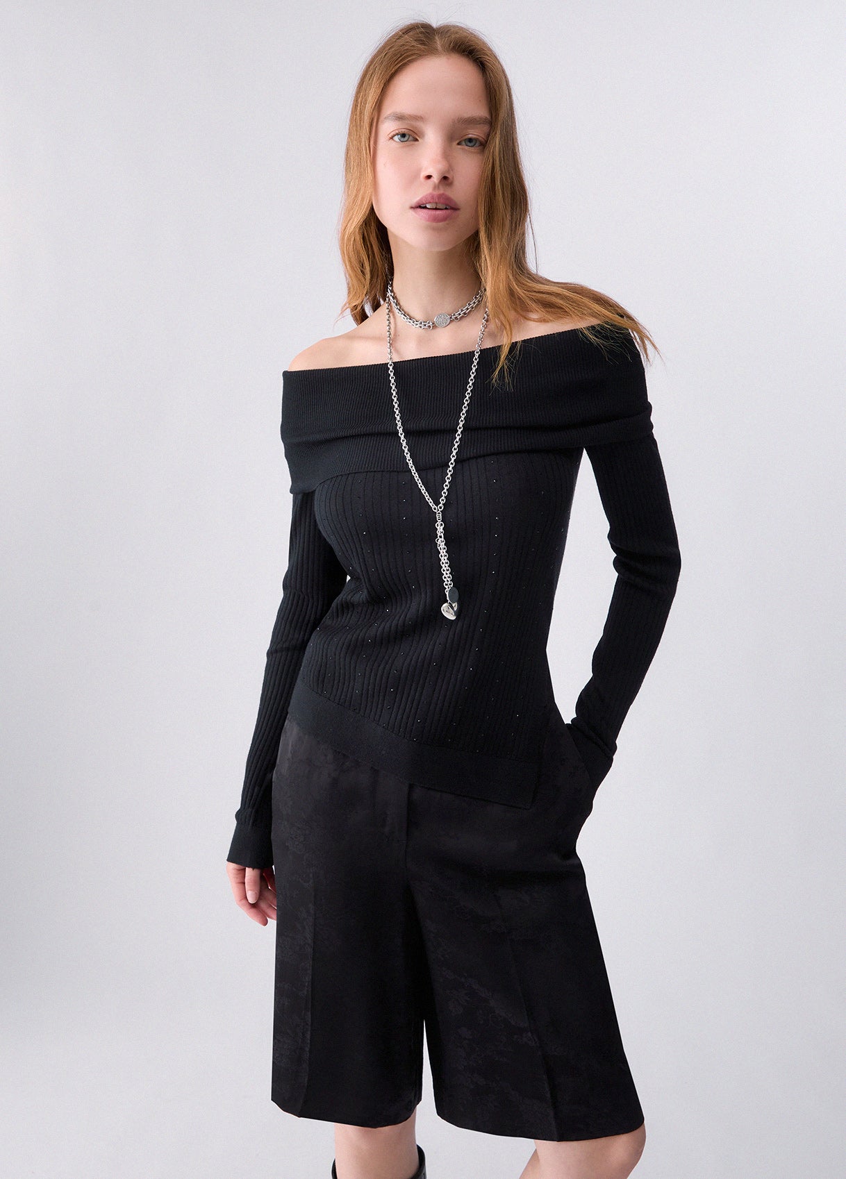 Maglieria LIU JO AI26 - Maglia in lana con scollo bardot - WF6099MA77Q22222