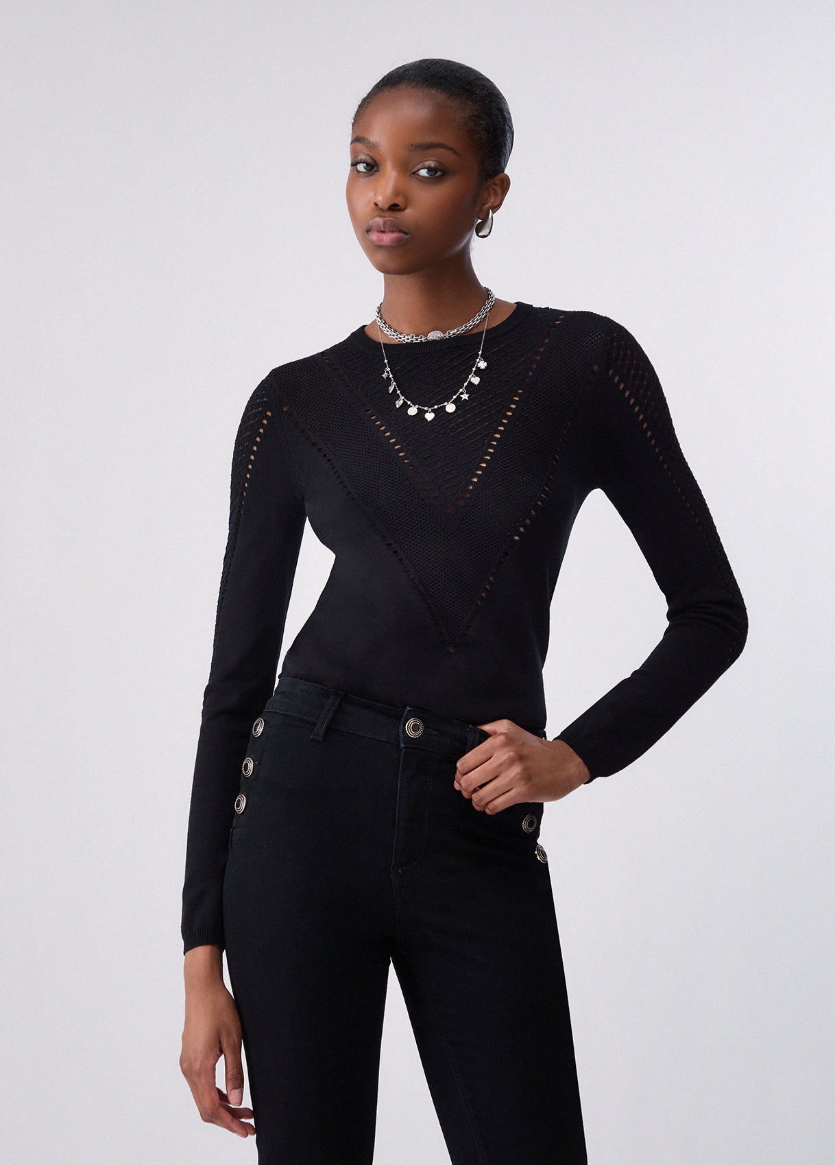 Maglieria LIU JO AI26 - Maglia con cut-out - WF6239MS99E22222
