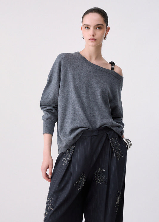 Maglieria LIU JO AI26 - Maglia in lana con fibbia - WF6392MA52S02050