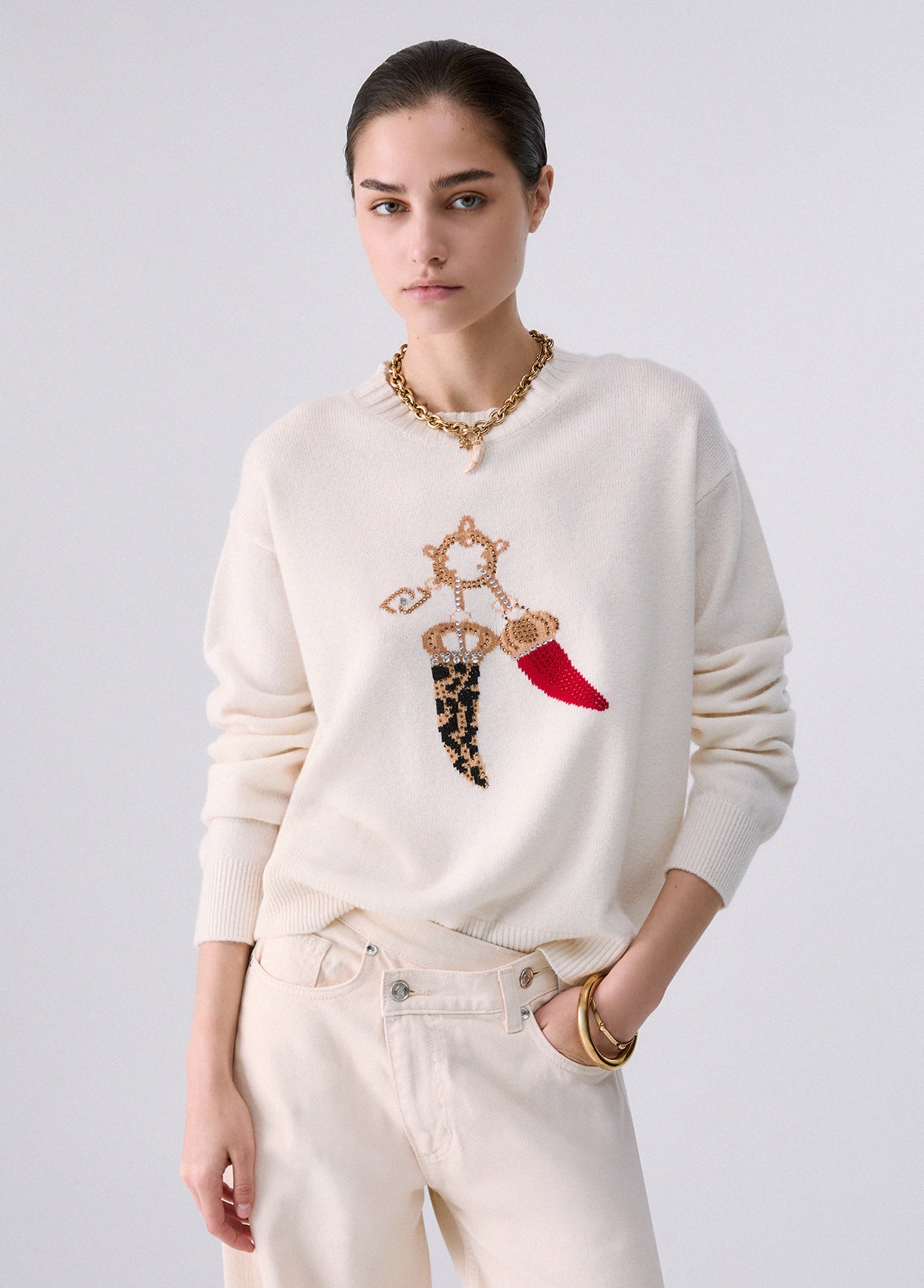 Maglieria LIU JO AI26 - Maglia jacquard in lana con charm - WF6457MS009L9458